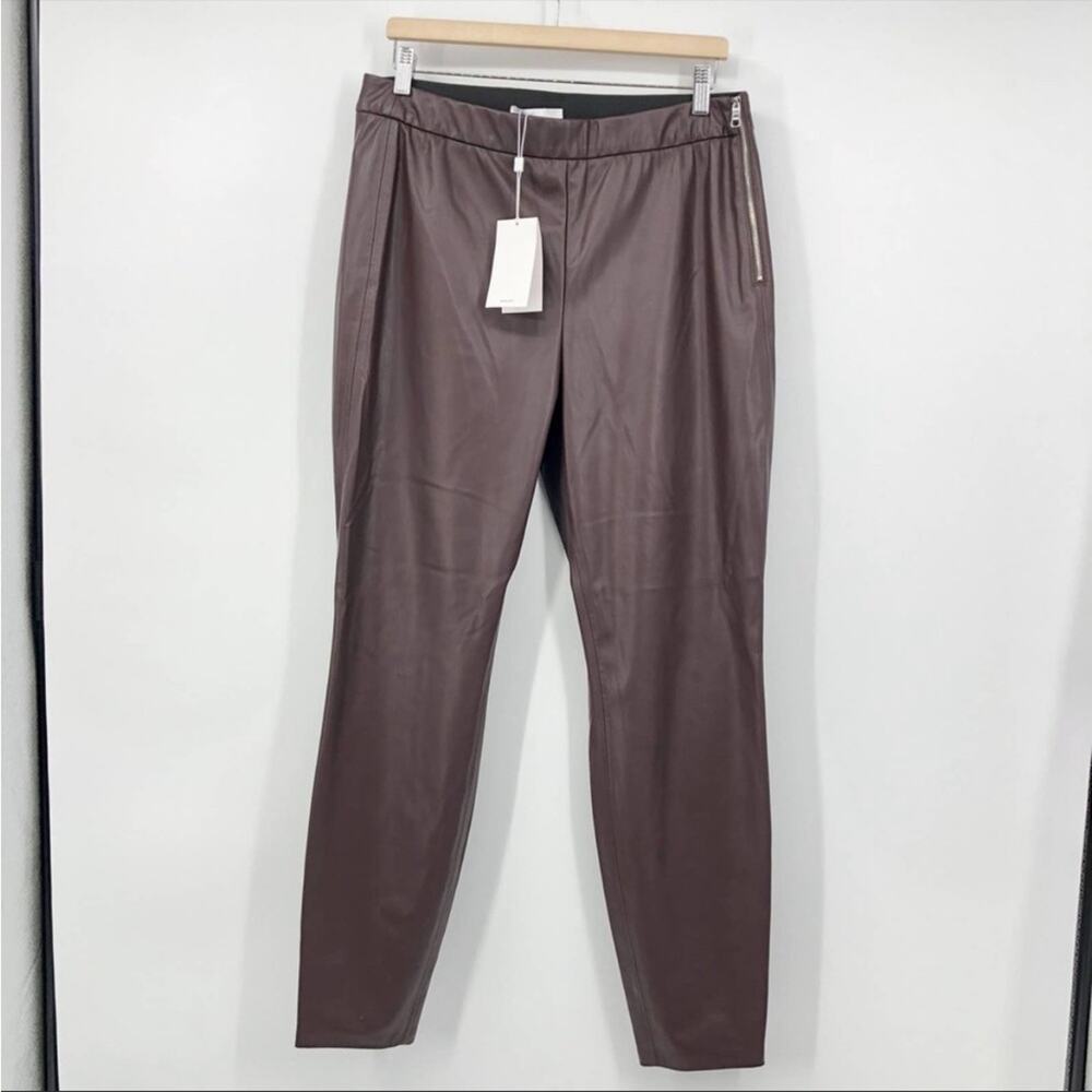 BOSS Hugo Boss Womens Simounia Taslima Brown Faux Leather Skinny Pants 14 NEW